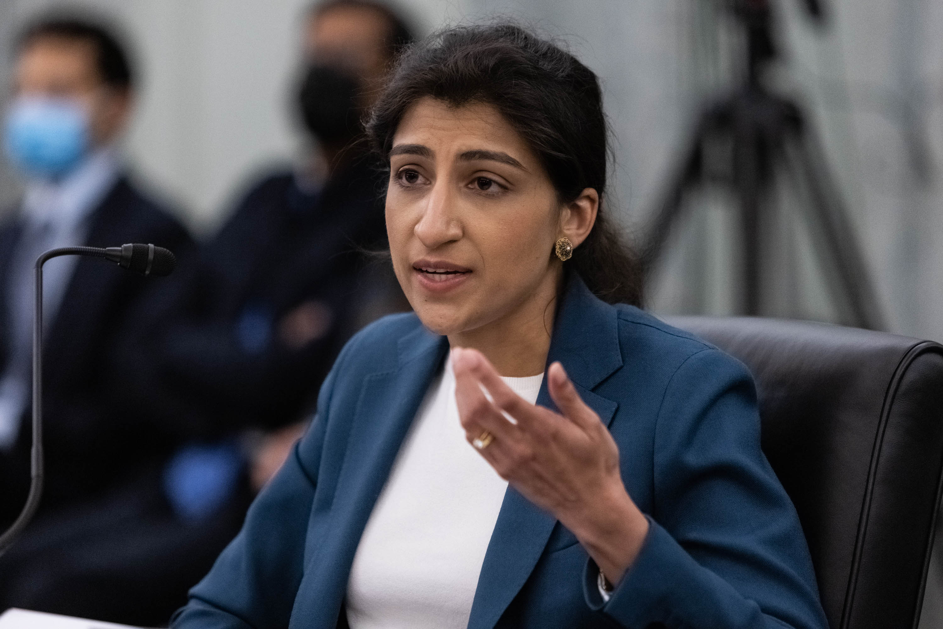 Lina Khan, commissioner of the Federal Trade Commission (FTC) nominee for U.S. President Joe Biden, speaks during a Senate Commerce, Science and Transportation Committee confirmation hearing in Washington, D.C.